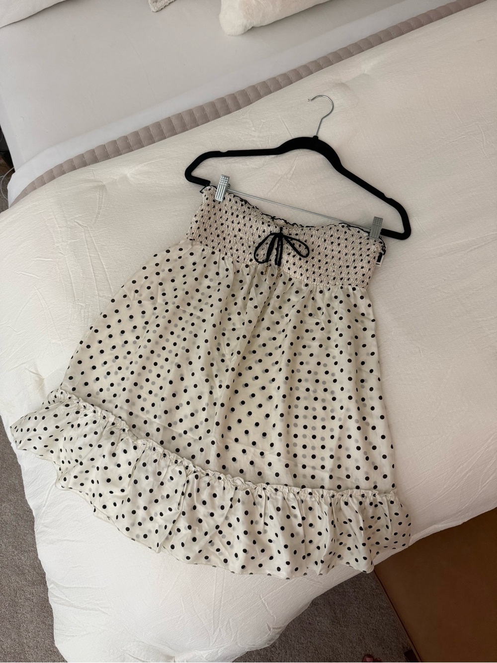 Juicy Couture NWT silk Polka Dot Smocked Ruffle dress cover up